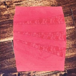 CHARLOTTE RUSSE || Bodycon Pencil Mini Skirt in Coral Salmon - SZ XS